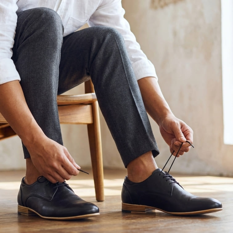 Black Leather Derbies Third