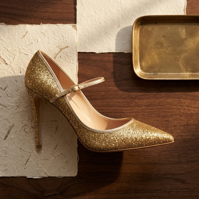 Gold Glitter Pumps