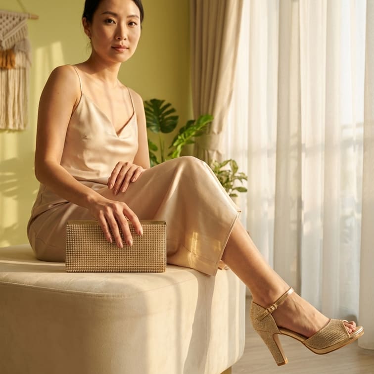 Gold Glitter Sandals Third